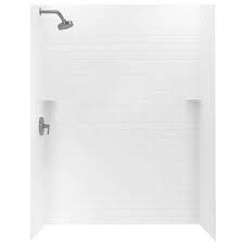 The most popular color for the bathroom is, of course, white. 36 In X 62 In X 72 In 3 Piece Solid Surface Subway Tile Easy Up Adh In Stock Hardwarestore Delivery