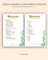 Printable Animal Crossing Achievements Tracker Animal Crossing New Animal Crossing Printable Animals