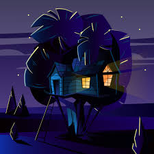 Download question worksheets, bookmarks, a word search puzzle, vocabulary activities, and a compare/contrast activity. Free Vector Cartoon Illustration Of Tree House At Dark Night Evening
