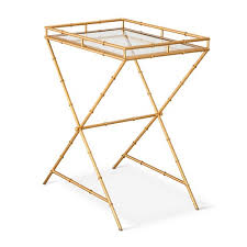 Lulu Georgia Golden Metallic Bamboo Tray Table Copycatchic Accent Table Gold Accent Table Metal Tree Wall Art