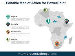 It shows african countries with the help of multiple flag shapes and location marker pin clipart. Africa Editable Powerpoint Map Presentationgo