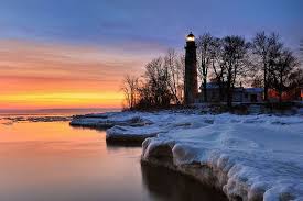 Winters Dawn Point Aux Barques Lighthouse Port Hope Michigan By Michigan Nut Via Flickr Lighthouse Lake Lighthouse Lake Huron