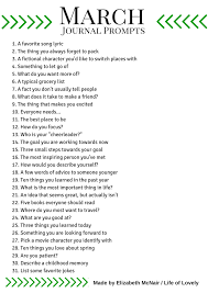 March Journal Prompts Printable Journal Prompts Journal Writing Prompts Journal Topics