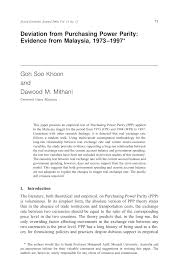 Revenues calculated on an exchange rate basis, i.e., not in purchasing power parity (ppp) terms. Pdf Deviation From Purchasing Power Parity Evidence From Malaysia 1973 1997