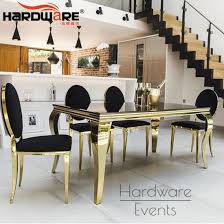 We have dining table sets available in a range of materials to give a modern, retro or more traditional look. China High Quality Luxury Modern Energy Led 12 Seats Golden Dining Table China Dinner Table Sets 6 Chairs Wedding Backdrop