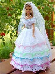 1 stück kinder puppe hochzeitskleid & schleier ohne puppe. Puppenkleid Hakeln Hochzeitkleid Diy Crochet Doll Dress Barbie Dress Barbie Clothes Patterns