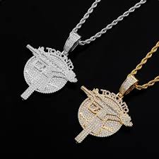 Is your network connection unstable or browser outdated? Wholesale 18k Gold Plated Iced Out Cubic Zirconia Mens Torylanez Toronto Pistol Pendant Necklace Bling Diamond Hip Hop Rapper Jewelry Gift For Guys Gold Circle Pendant Necklace Diamond Pendants Necklaces From Guozhuwu