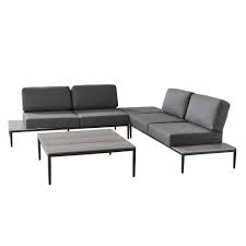 6 Sitzer Gartengarnitur Aluminium Hellgrau San Paolo Maisons Du Monde Lounge Mobel Gartenmobel Gartenmobel Sets