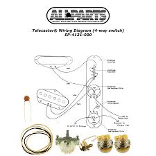 The below telecaster wiring diagrams cover the most popular and loved teleaster wiring setups including some more advanced that you can try by using push pull pots. Ep 4131 Wiring Kit For Telecaster Mod Allparts Music