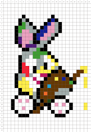 Lapin Artiste Pixel Art Fond Blanc Pixel Art Les Arts Palette Peinture