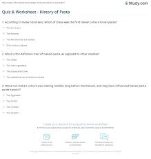 This covers everything from disney, to harry potter, and even emma stone movies, so get ready. Quiz Worksheet History Of Pasta Study Com