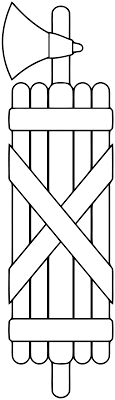 A bundle of sticks featuring an axe, indicating the power over life and death. Fasces Wikipedia