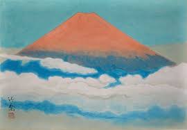 Red Mount Fuji Lithograph By Chikkyo Ono Japanese Painting Gallery
