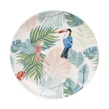 Tropical Print Porcelain Dessert Plate Maisons Du Monde Geschirr Besteck Tropisch