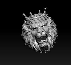 Lion Ring With Crown 3d Print Model In 2020 Lion Ring Lion Print Models