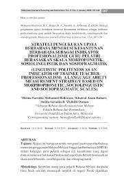 Pdf Strategi Pengukuran Upaya Berbahasa Menerusi Kesantunan Berbahasa Sebagai Indikator Profesionalisme Guru Pelatih Berasaskan Skala Morfofonetik Sosiolinguistik Dan Sosiopragmatik