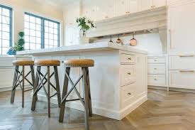 center island with backless round wood