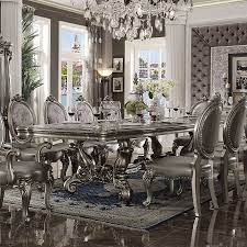 Versailles counter chair (antique platinum) (set of 2) acme furniture. Versailles 136 Inch Dining Table Antique Platinum Acme Furniture Furniture Cart