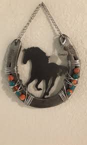 Horse Silhouette Cowgirl Gifts Horseshoe Art Decorated Etsy Horseshoe Decor Horseshoe Art Gifts For Horse Lovers