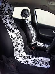 Black And White Car Seat Covers Pair Of Car Front Seat Covers Damask Print Black And By Funkmyseat Cute Car Accessories Car Accessories Car Interior Accessories