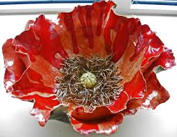 Sculptural Poppy Bowl Keramik Blumen Tonblumen Keramik