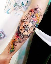 Compass tattoo is a common choice for independent travelers and people wanting a symbol of for those adding a compass rose to their tattoo, it usually means that they want it to symbolize the. Like The Background But Different Types Of Compass Tattoos Inspirational Tattoos Watercolor Compass Tattoo