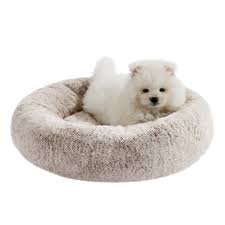 SnuggleSoft Faux Fur Small Pet Bed, Brown, 18X18