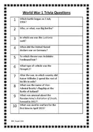 A affects how we think feel and act and. World War I Quiz Worksheets Teaching Resources Tpt