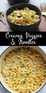Cook noodles according to package directions, adding frozen vegetables to pan with noodles the last 5 minutes of cooking. This Vegetarian Dish Is Made With Creamy Egg Noodles And Plenty Of Veggies For A Rich And Delicious Tasty Vegetarian Recipes Vegetarian Recipes Dinner Recipes