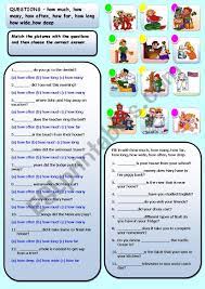 questions how much how many how often how far how long how wide how deep esl worksheet by giovanni
