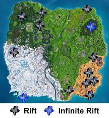 Complete Map Of All The Rift Locations In Fortnite Season 7 Rifts Have Become One Of The Preferredmethods Of Transportation Acros Fortnite Season 7 Epic Games