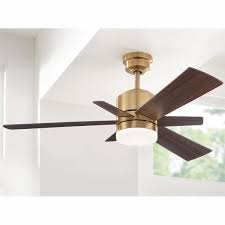 Home Decorators Collection Hexton 52 In Led Indoor Brushed Gold Ceiling Fan With Light Kit And Remote Control 56024 The Home Depot In 2020 Gold Ceiling Fan Ceiling Fan With Light Fan Light
