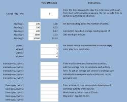 Here 39 S A Handy Spreadsheet That 39 Ll Help You Calculate How Long It 39 Ll Take Learners To Take A Course You Can Lea Elearning Storyline Ideas Learning