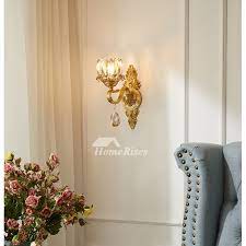 Industrial swing arm sconces clear glass. Brass Wall Sconces Modern Indoor Gold 2 Lights Flower Glass Lampshade Luxury Living Room Bedside