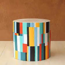 Color Block Hand Painted Log Table Log Table Hand Painted Table Painted Table