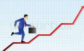 Business Man Runs Up A Profit Chart Stock Vector