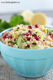 A quick and easy vegetarian and vegan couscous salad recipe with chickpeas and cucumbers in a light lemon dijon dressing. Lemon Couscous Salad With Pomegranate And Mint The Busy Baker