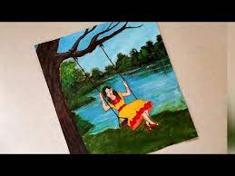 Mace event ipoh, perak, malaysia 31650. Girl On Swing Drawing Painting With Acrylics Tutorial Raja Festival Special Drawing Tutorial Youtube