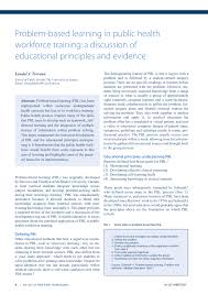 This is a very important stage, that directly influences how you try to solve it. Pdf Problem Based Learning In Public Health Workforce Training A Discussion Of Educational Principles And Evidence