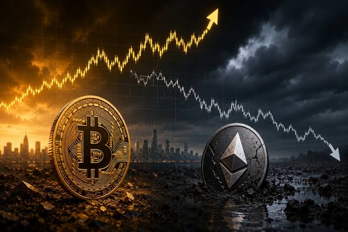Ethereum currently losing out in comparison with Bitcoin