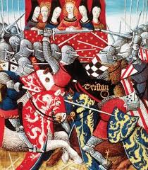 Tournament Of The Knights Of The Round Table From A 15th Century Illuminated Manuscript Of The Tristan Romance Medieval Horse Knight Medieval History