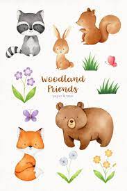 Watercolor Woodland Animals Clipart Graphics Forest Baby Etsy Forest Animals Illustration Watercolor Animals Animal Clipart