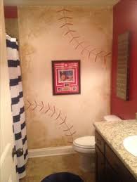 Decorating a baseball themed bathroom is fun! 67 Baseball Bathroom Ideas Baseball Bathroom Baseball Room Boys Bathroom
