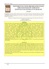 Pembanding, teori kebutuhan clelland yang lebih melihat manusia pada sudut baik secara moril, materil. Pdf Implementasi Teori Hirarki Kebutuhan Abraham Maslow Terhadap Peningkatan Kinerja Pustakawan