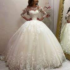Ball Gown Wedding Dresses Sheath Applique Lace 3 4 Sleeve Princes Bridal Gowns Ebay Prinzessin Kleid Hochzeit Hochzeit Kleidung Hochzeitstag Kleider