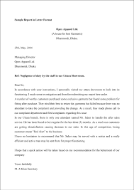 Structure Of A Report And Sample Report In Letter Format