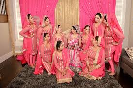 Bridesmaids In Bubblegum Pink Indian Bridesmaids Bridesmaid Indian Wedding Bridesmaids