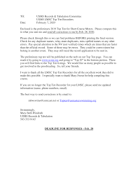 TO: USMS Records & Tabulation Committee USMS LMSC Top Ten Recorders Date:  February 7, 2020 Enclosed is the preliminary 201