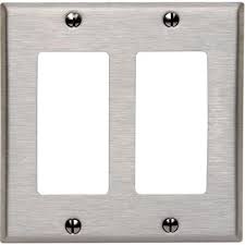 Electrical cover plates for switches and outlets are typically packaged with 5/16″ long screws. Receptacle Wall Plate Duplex Outlet Cover Stainless Steel 2 Gang Dual Electrical Supplies Wall Plates