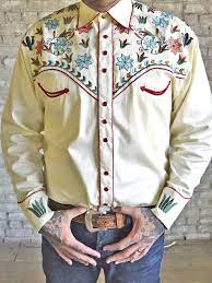 Scully men's floral embroidered vintage long sleeve western shirt. Pin By Rockmount Ranch Wear On Rockmount Men S Embroidered Western Shirt Western Shirts Vintage Western Wear Shirts